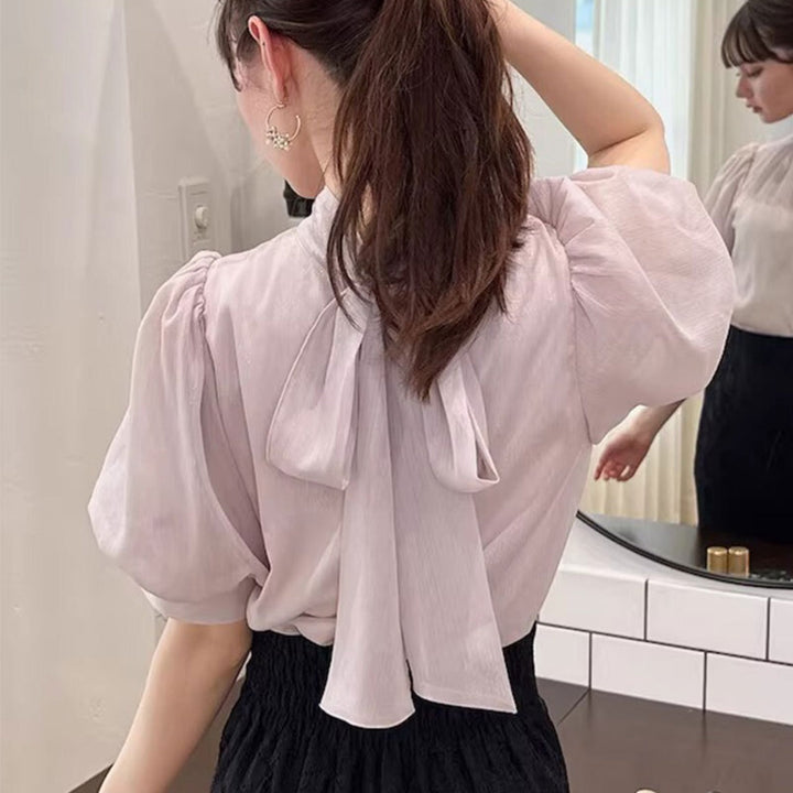 バルーン袖 リボンブラウス トップス — Reina Tokyo
