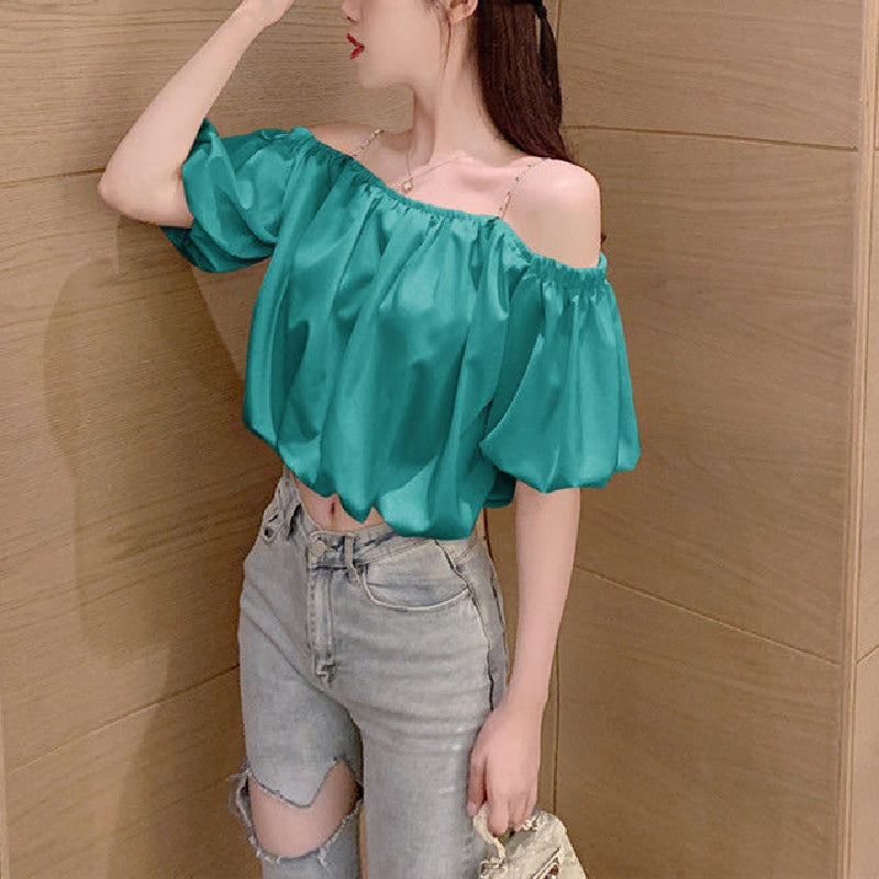 肩開きデザインシャツトップス トップス — Reina Tokyo