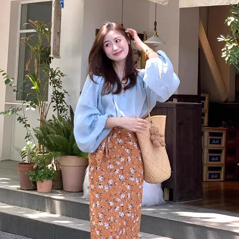 × 花柄ロングスカート セットアップ — Reina Tokyo
