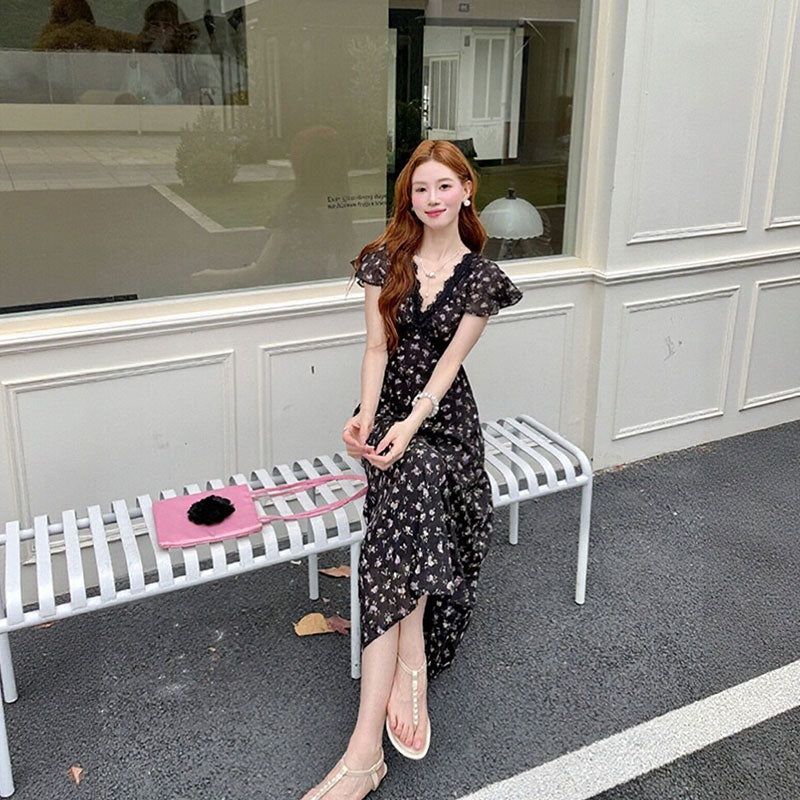 花柄 フレアスリーブ ワンピース — Reina Tokyo