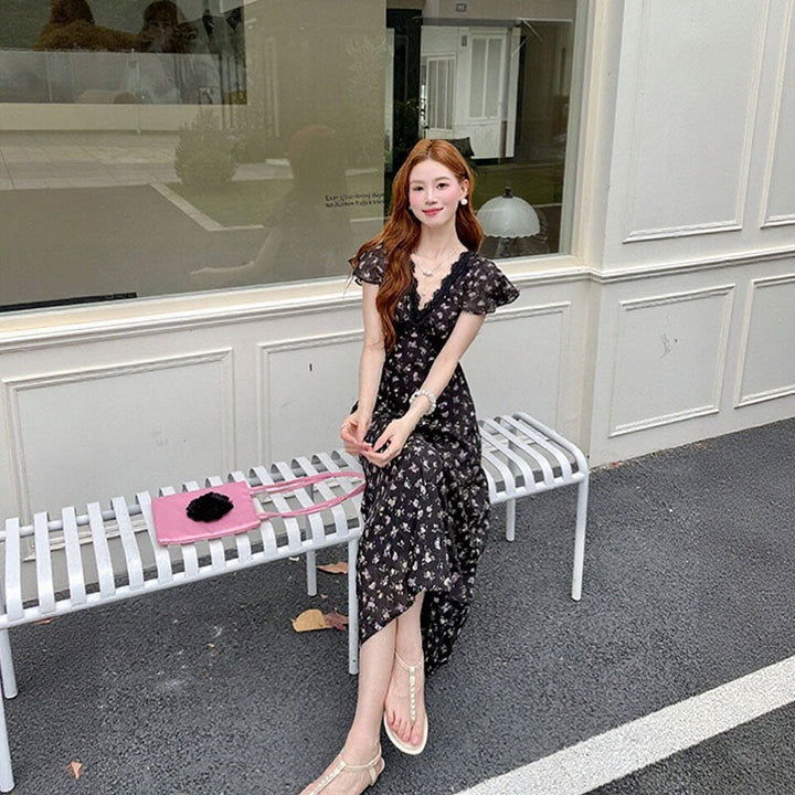 花柄 フレアスリーブ ワンピース — Reina Tokyo