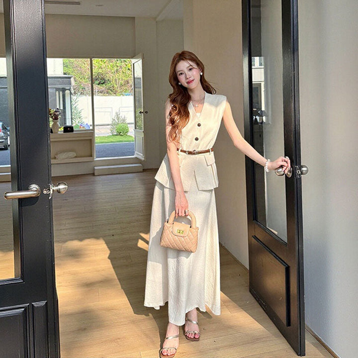 ノースリーブベスト ロングスカート セットアップ — Reina Tokyo