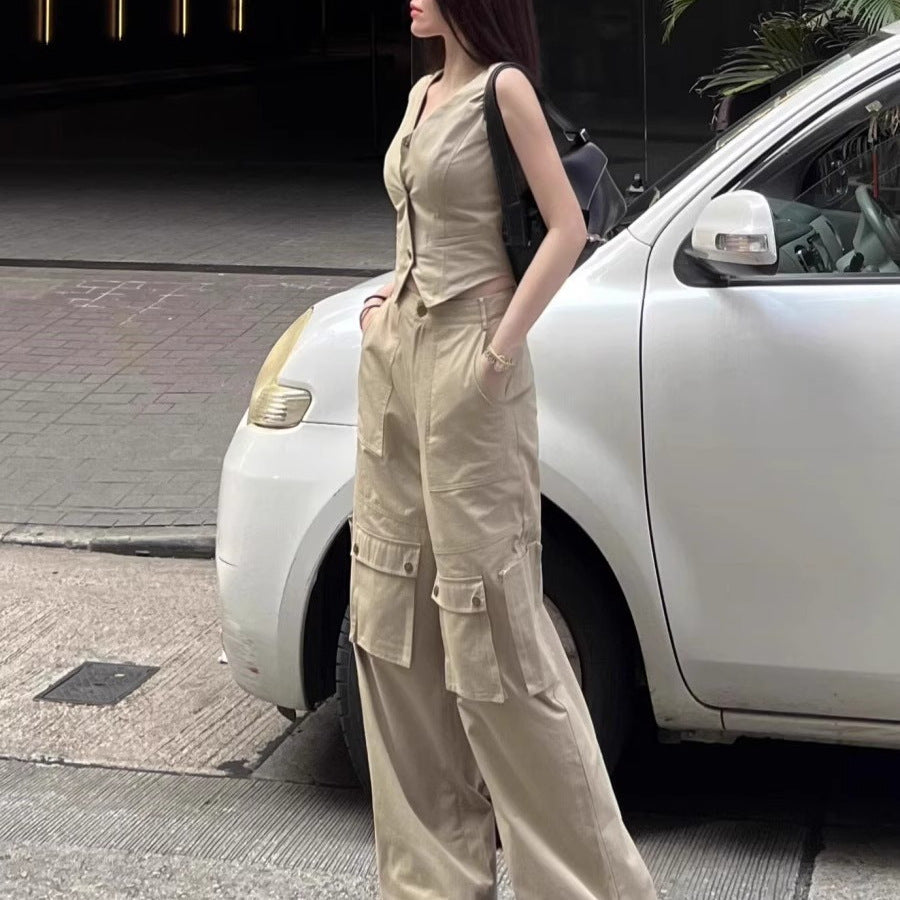 ノースリーブベスト カーゴワイドパンツ セットアップ — Reina Tokyo