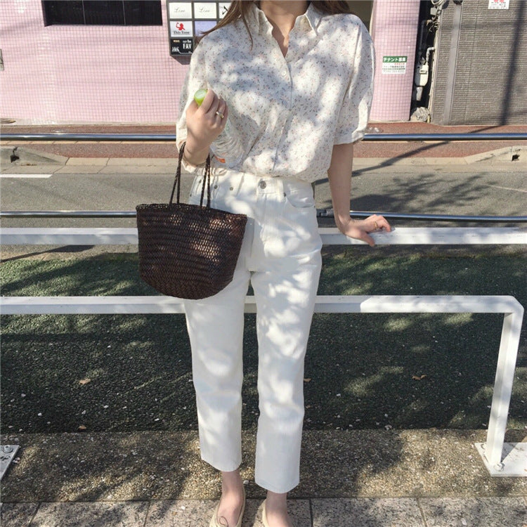 小花柄半袖ブラウストップス トップス — Reina Tokyo
