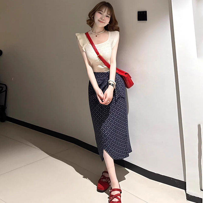 透かし編みノースリーブ × セットアップ — Reina Tokyo
