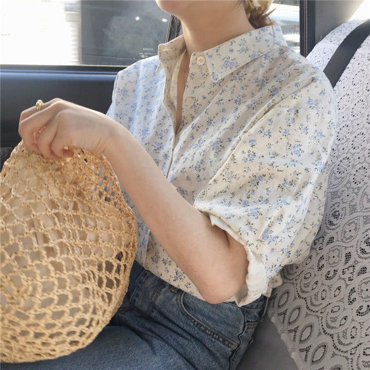 小花柄半袖ブラウストップス トップス — Reina Tokyo
