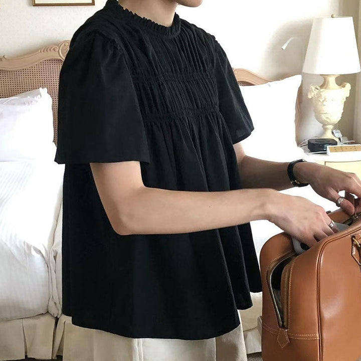プリーツ半袖シャツトップス トップス — Reina Tokyo