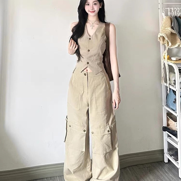 ノースリーブベスト カーゴワイドパンツ セットアップ — Reina Tokyo