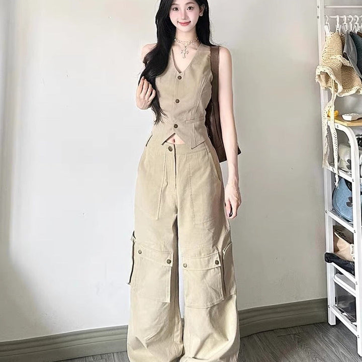 ノースリーブベスト カーゴワイドパンツ セットアップ — Reina Tokyo
