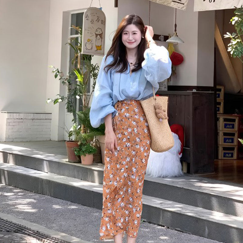 × 花柄ロングスカート セットアップ — Reina Tokyo