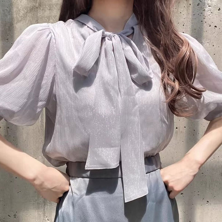 バルーン袖 リボンブラウス トップス — Reina Tokyo